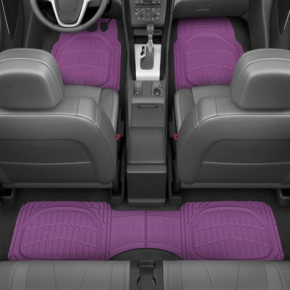 Car Floor Mats - FlexTough Deep Dish Rubber All Weather Protection for Cars SUV Trucks Beige Automotive Accessories