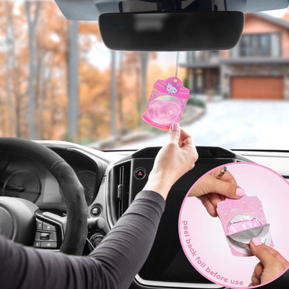 Hello Kitty and Friends Car Air Freshener (Hello Kitty - Tropical Berry Sherbet) Hanging Gel Area Deodorizer, Long-Lasting Car Scents Air