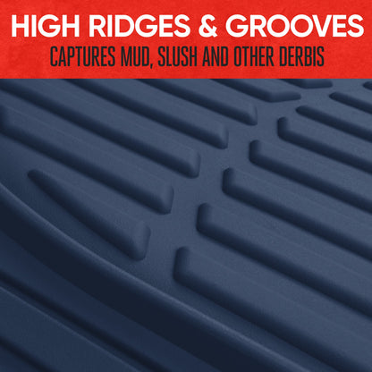 MotorTrend 3-Piece FlexTough Deep Dish Front Floor Mats and Rear Floor Mat - Heavy Duty, All Weather, Trim to Fit
