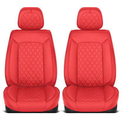 MotorBox Elite Edition Faux Leather Seat Covers for Cars, Trucks, & SUV - 2 Red Car Seat Covers for Front Seats - Universal Fit Car Accessories