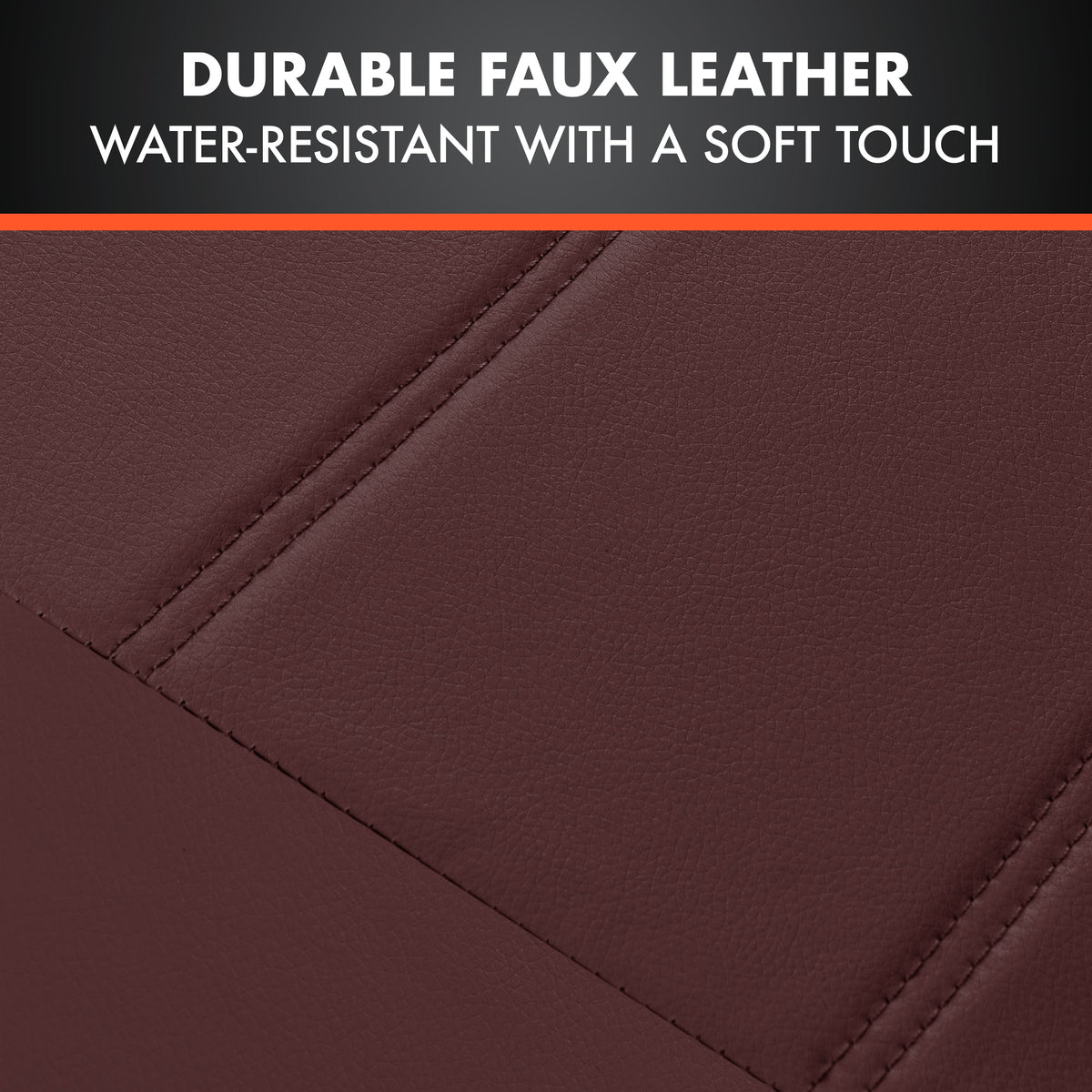 BDK 9-Piece Burgundy Leather Car Seat Cover Full Set, Front Seat Cover and Rear Bench Seat Cover Universal Fit Car Seat Covers for Cars Trucks