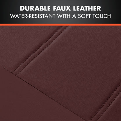 BDK 9-Piece Burgundy Leather Car Seat Cover Full Set, Front Seat Cover and Rear Bench Seat Cover Universal Fit Car Seat Covers for Cars Trucks