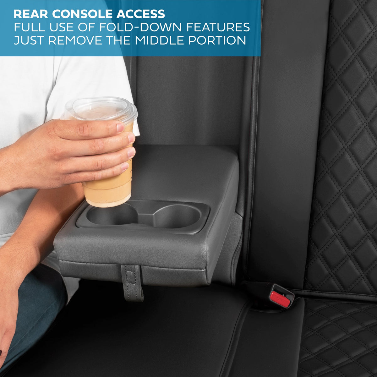 MotorBox Premium Napa Leather Rear Seat Cover - Semi Universal Fit for Most Cars, Truck & SUV - Black Back Seat Protector - Anti-Slip, Durable