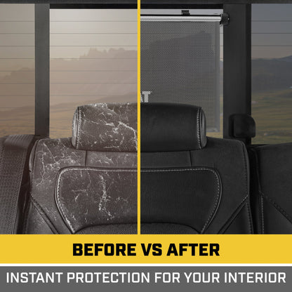 Caterpillar UVProtect Sun Shade for Car Side Window, UV Shield for Infant Baby All Passengers, Universal & Retractable Pull-Down Roller Sunshade