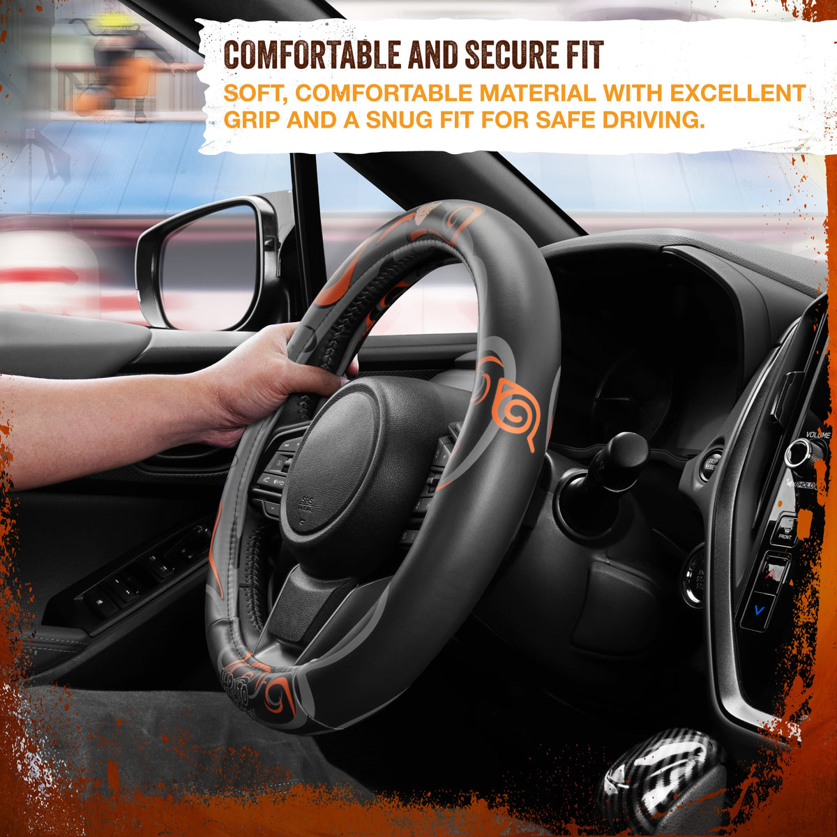 Naruto Shippuden Car Steering Wheel Cover, 15 Inch Anime Steering Wheel Cover, Cushioned Soft Comfortable Cover Anime Car Accessories for Men