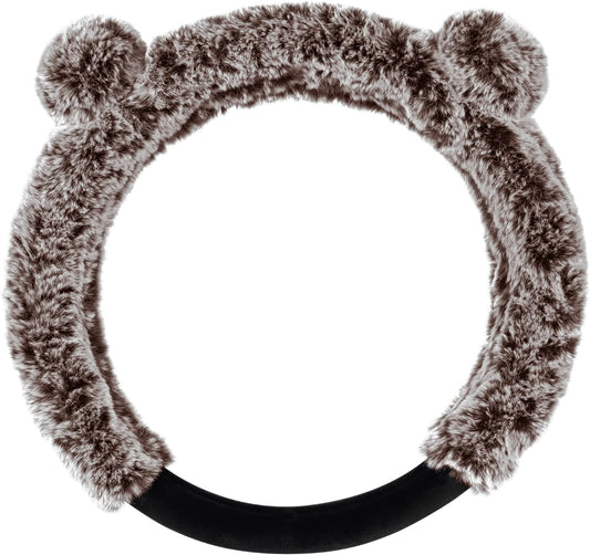 BDK Fur Steering Wheel Cover, Plush Faux Fur Fuzzy Steering Cover for Car Truck Van SUV, Standard Size Fits Wheels 14.5-15 in Diameter (Multiple