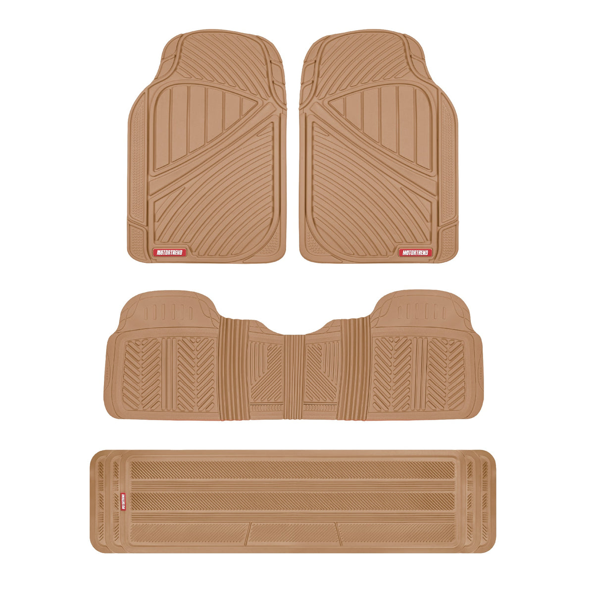 MotorTrend 4-Piece 3-Rows Extra-High Ridgeline Front Floor Mats, Middle Floor Mat, and Rear Floor Mat