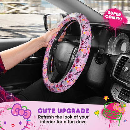 Hello Kitty Steering Wheel Cover, Official Sanrio Car Steering Wheel Cover with Universal Size 14.5 - 15, Cute Steering Wheel Cover for Women