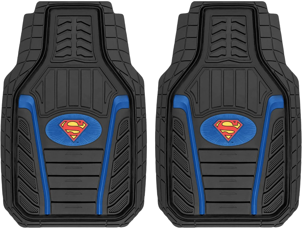 BDK Armored Super Hero Car Floor Mats - Officially Licensed DC Comics - All Weather Heavy Duty Auto Interior Liners for Car Truck Van SUV