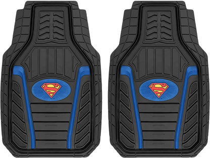 BDK Armored Super Hero Car Floor Mats - Officially Licensed DC Comics - All Weather Heavy Duty Auto Interior Liners for Car Truck Van SUV