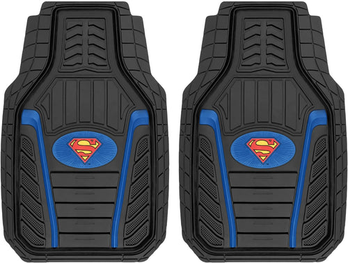 BDK Armored Super Hero Car Floor Mats - Officially Licensed DC Comics - All Weather Heavy Duty Auto Interior Liners for Car Truck Van SUV