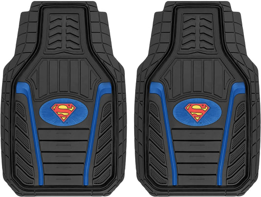 BDK Armored Super Hero Car Floor Mats - Officially Licensed DC Comics - All Weather Heavy Duty Auto Interior Liners for Car Truck Van SUV
