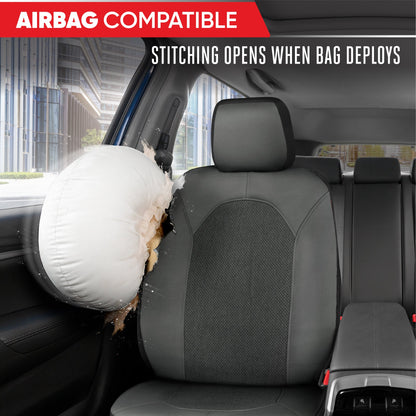 Motor Trend Charcoal Gray Car Seat Covers Set - 2 Front Seats – Spill-Proof Neoprene CarSeat Cover Protector for Cars – Automotive Interior Car