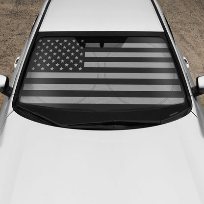 BDK USA Black American Flag Front Windshield Sunshade XXL (64" x 32")