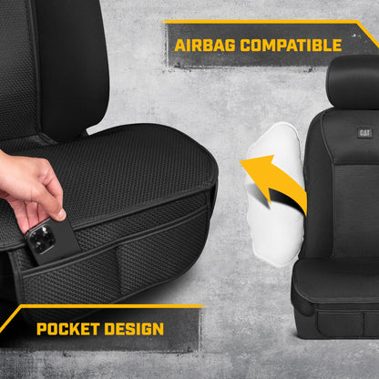 Caterpillar AeroMesh Black Seat Covers for Trucks, Car, & SUV - Front Truck Seat Cover Protector - Breathable Mesh Universal Fit Car Seat Covers