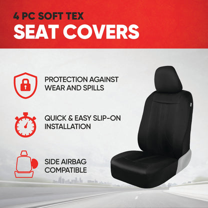 Motor Trend Black Cloth Car Seat Covers for Front Seats – Premium Automotive Bucket Seat Covers, Made for Vehicles with Removable Headrests