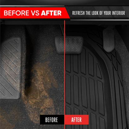 MotorTrend 4-Piece 3-Rows FlexTough Deep Dish Front Floor Mats, Middle Floor Mats, and Rear Floor Mat