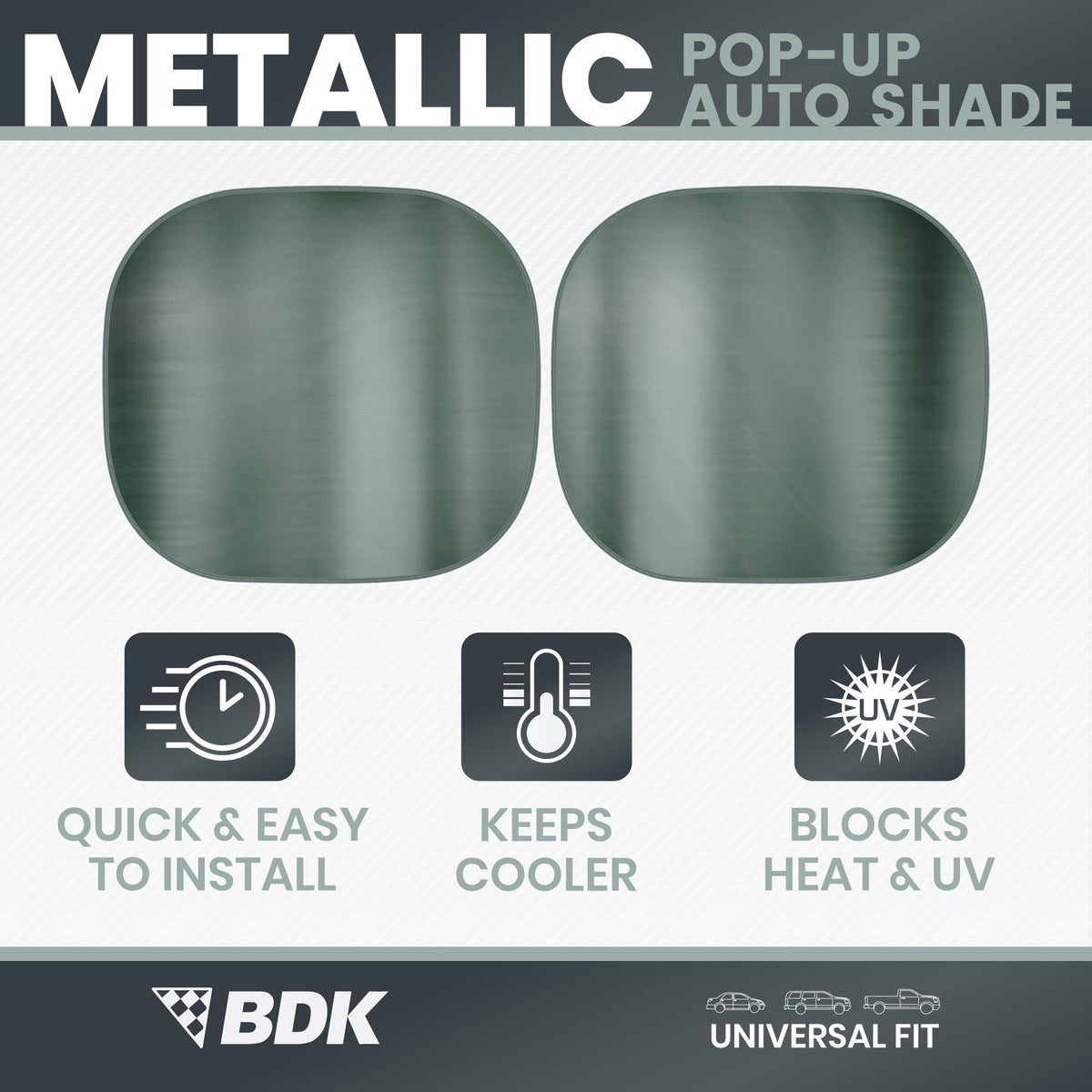 Carbella 2PC Charcoal Gray Car Windshield Sun Shade – Sun Visor & Sunshade for Windshield – UV Rays Interior Protection - Easy Setup & Keeps Your