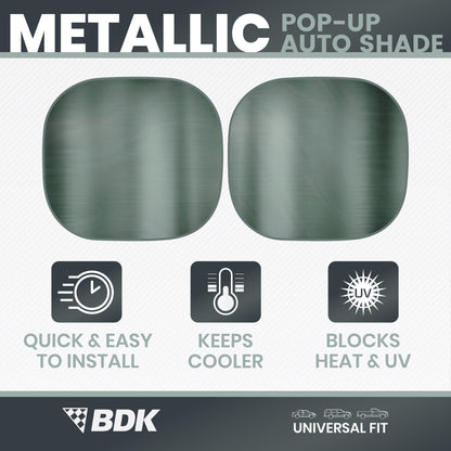 Carbella 2PC Charcoal Gray Car Windshield Sun Shade – Sun Visor & Sunshade for Windshield – UV Rays Interior Protection - Easy Setup & Keeps Your