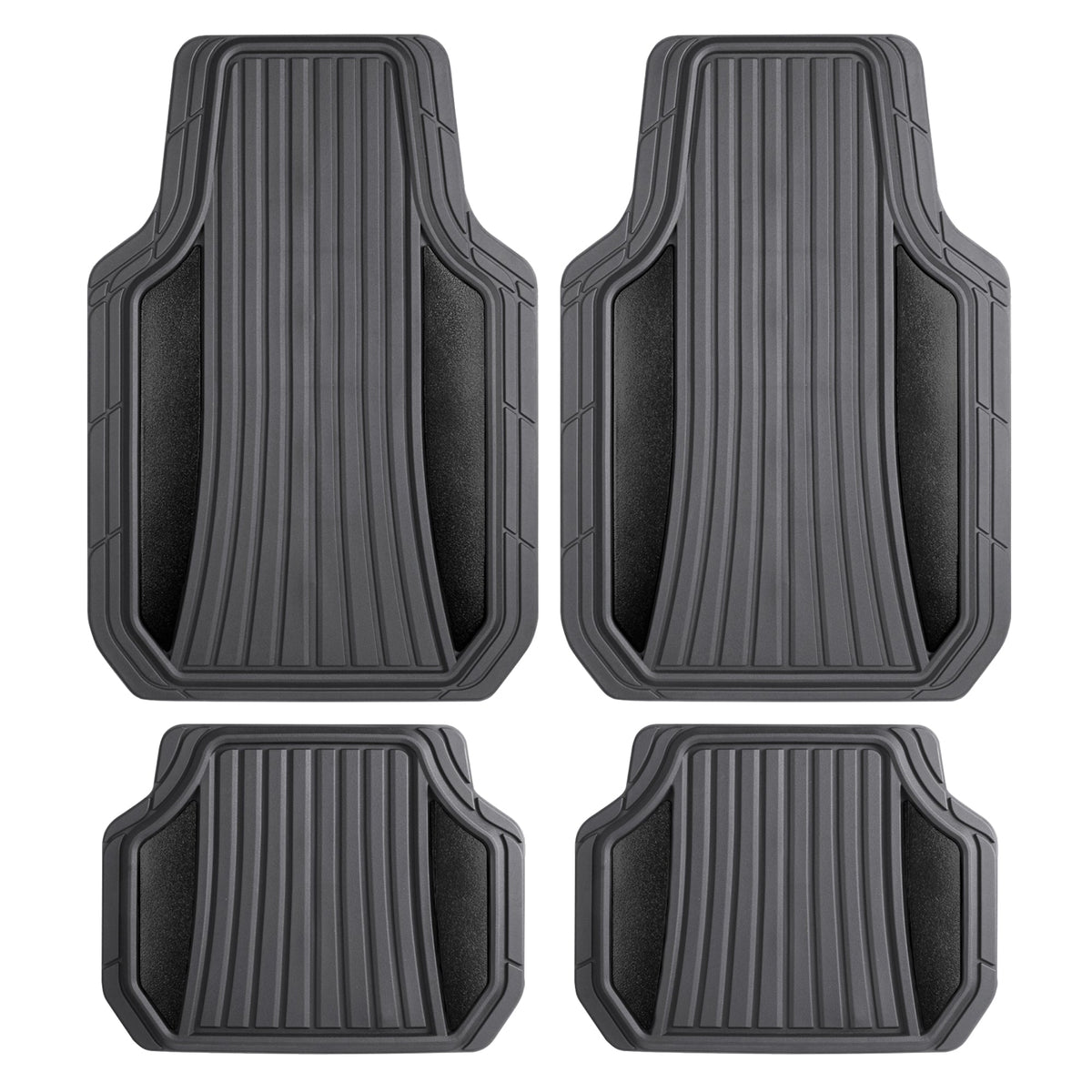 Motor Trend ChromeTech Car Floor Mats Full Set - Durable Rubber Floor Mats for Cars with Two Tone Accent, All Weather Interior Protection for