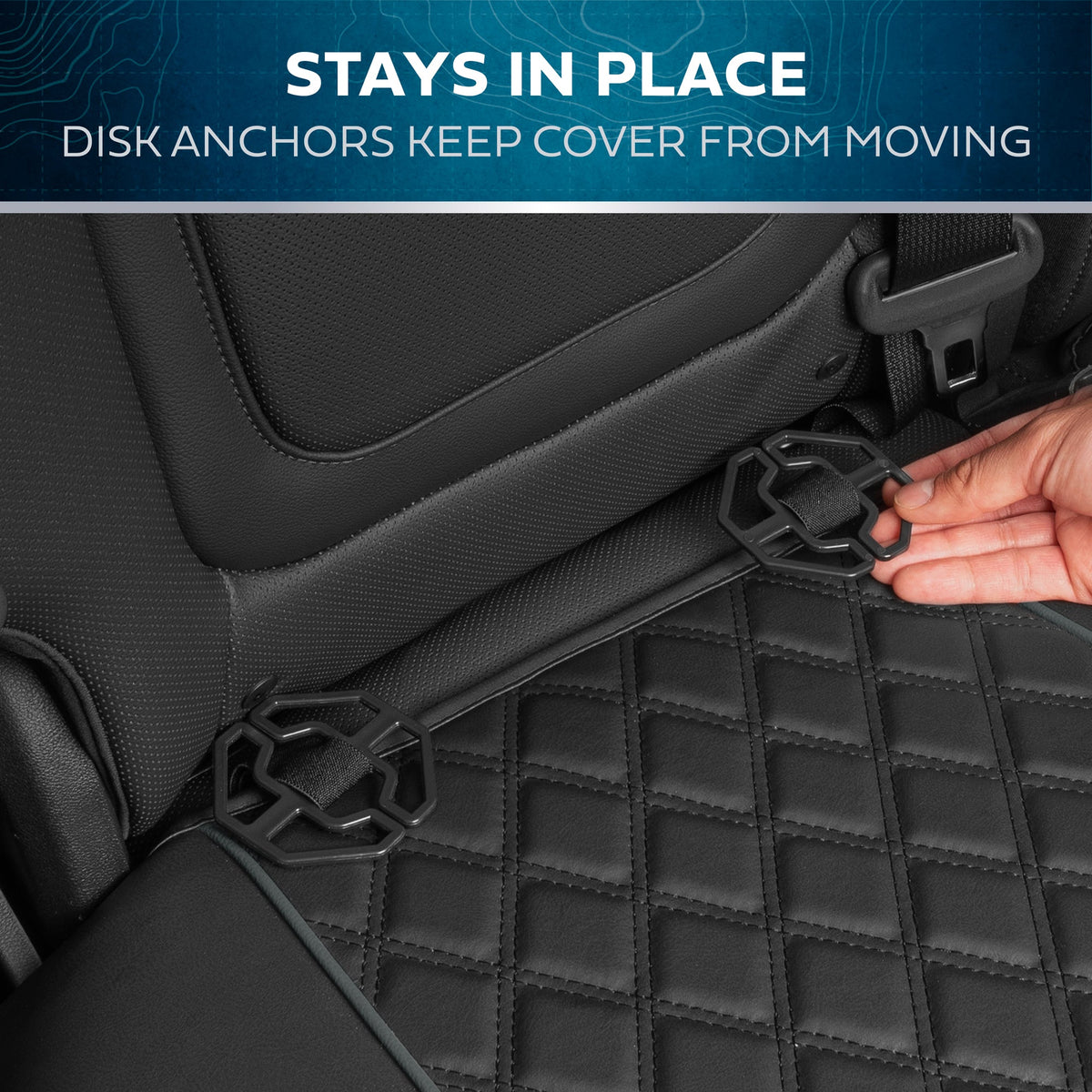 MotorBox 7-piece Prestige Edition Premium Faux Leather Diamond Stitched Cushion Rear Seat Covers