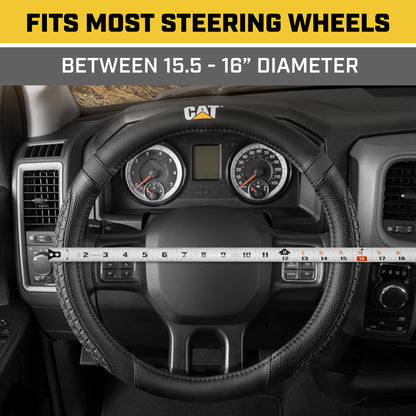 Cat® DuraGrip Car Steering Wheel Cover Tire Tread Inspired Traction Grip Design, Black Steering Wheel Cover for RV Semi Truck Big Rig Trucker