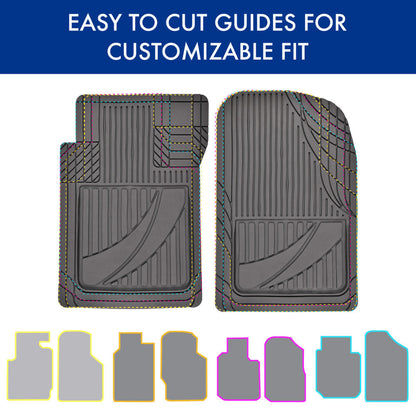 MotorTrend 3-Piece FlexTough Advanced Rubber Multi-Channel Front Floor Mats and Rear Floor Mat