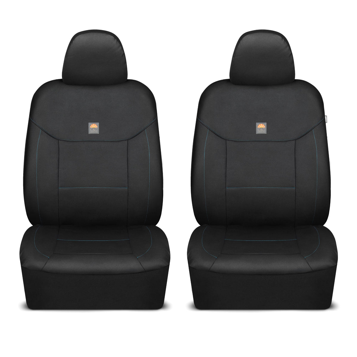 C&C Napa Leatherette 2 Front Seat Covers - Faux Leather Car Seat Protectors for Cars & Trucks - UV-Resistant, Easy to Clean, Semi-Universal Fit