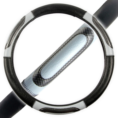 BDK Two-Tone Sport Carbon Grip Steering Wheel Cover (Fits 14.5" - 15.5")