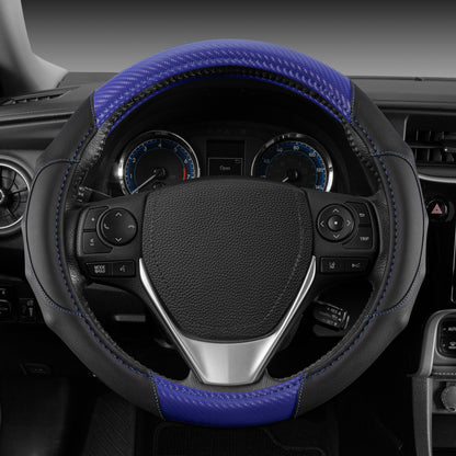 MotorTrend GripDrive Carbon Fiber Weave Ergonomic Grip Steering Wheel Cover (Fits 14.5" - 15.5")