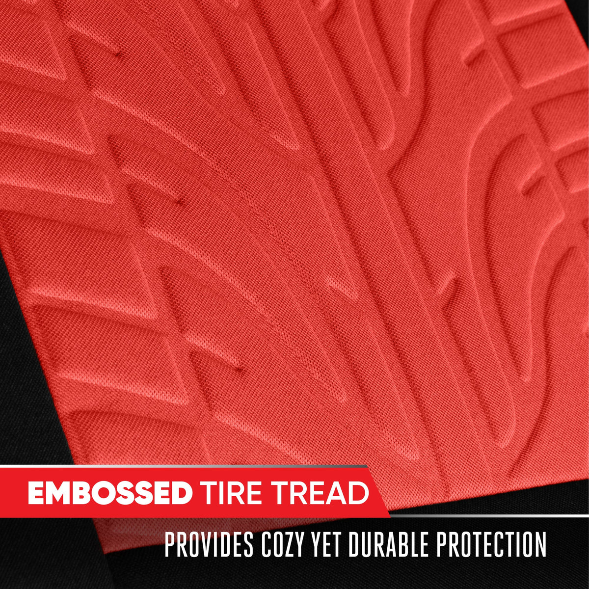 Motor Trend GrandPrix Seat Covers for Cars, 2-Pack Black & Red Tire Tread Embossed Car Seat Covers for Front Seats, Automotive Interior Covers