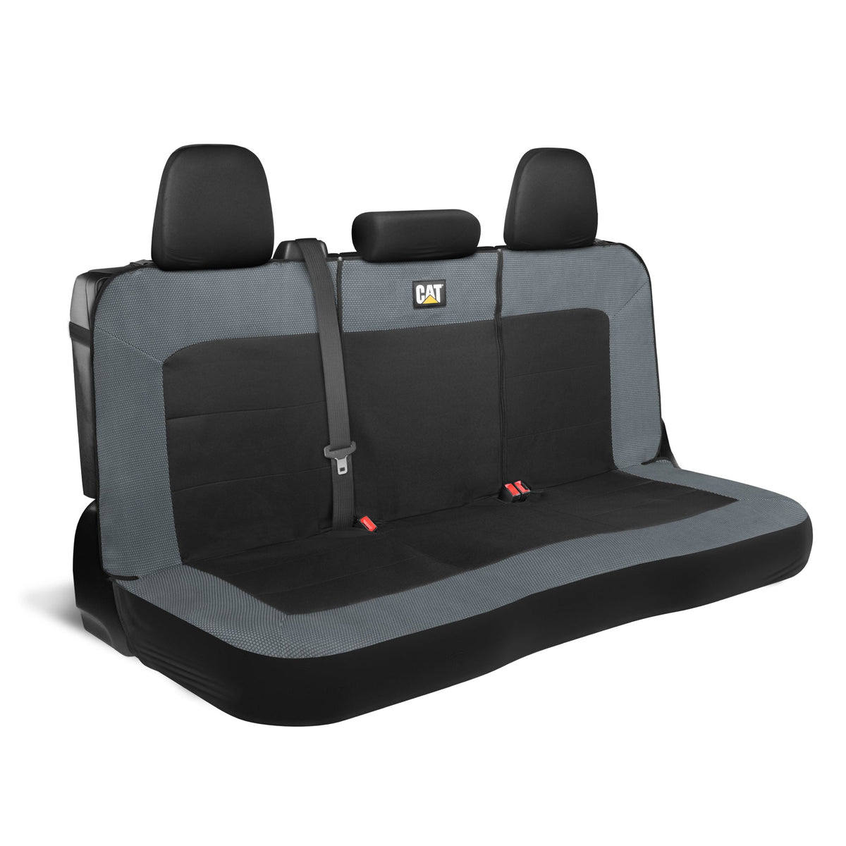 Cat Flexfit Charcoal & Black Rear Seat Cover for Car - Durable Canvas & Mesh Design 60/40 Split Bench Protector for Cars, Trucks & SUVs - Back