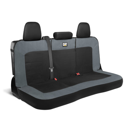 Cat Flexfit Charcoal & Black Rear Seat Cover for Car - Durable Canvas & Mesh Design 60/40 Split Bench Protector for Cars, Trucks & SUVs - Back