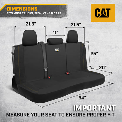 CAT PU Leather Rear Bench Seat Cover – Black, 60/40 Split Fit for Cars, Trucks, SUVs – Waterproof, Scratch-Resistant, Semi-Universal Fit Rear
