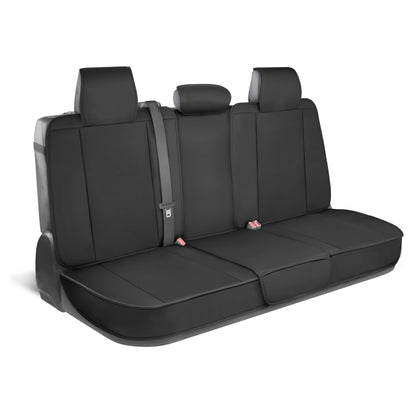 MotorBox Premium Napa Leather Rear Seat Cover – Semi Universal Fit for Most Cars, Truck & SUV – Black Back Seat Protector – Anti-Slip, Durable