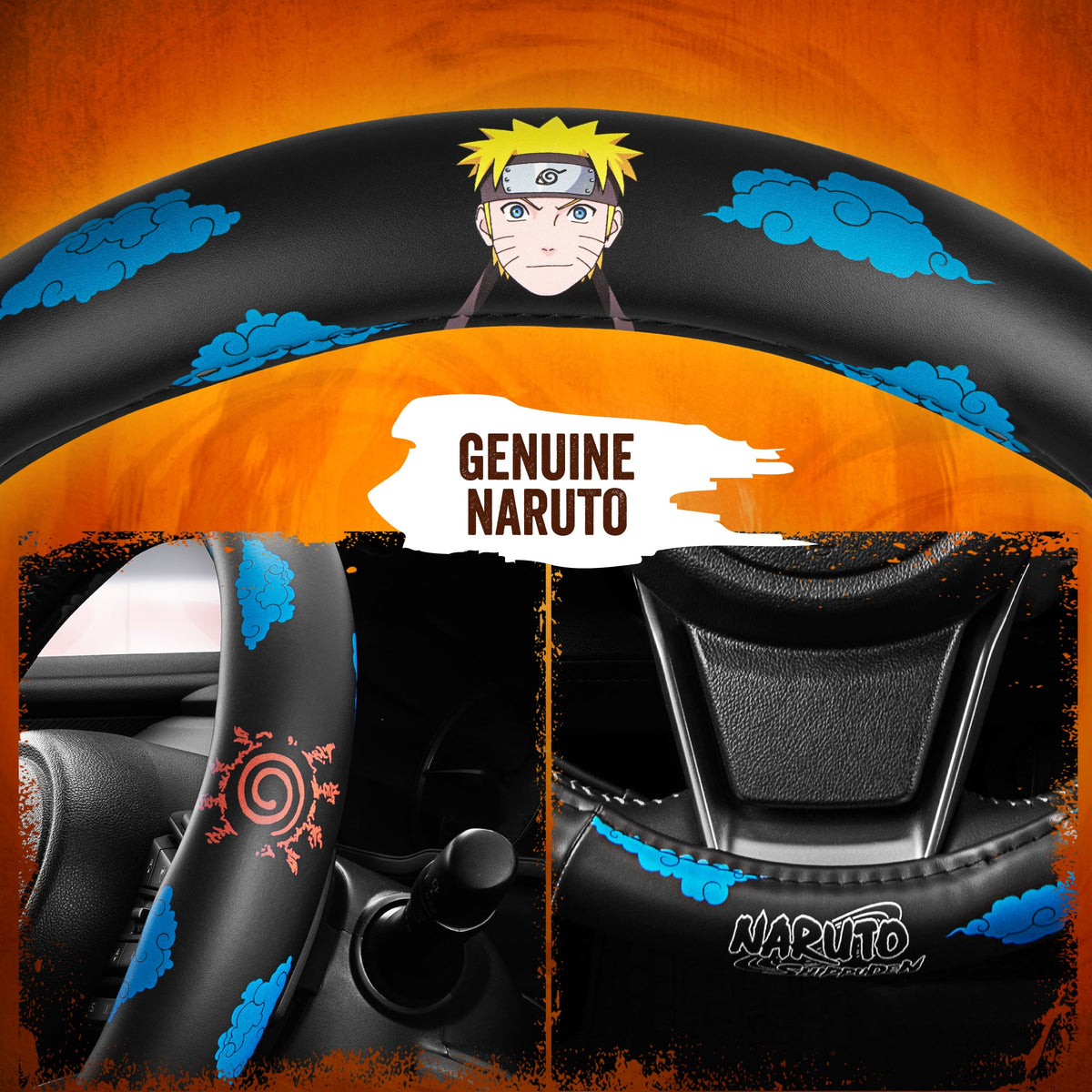 Naruto Shippuden Car Steering Wheel Cover, 15 Inch Anime Steering Wheel Cover, Cushioned Soft Comfortable Cover Anime Car Accessories for Men