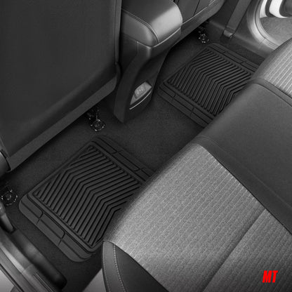 Motor Trend FlexTough Shield Black & Silver All-Weather Floor Mats for Cars, Trucks & SUVs – Heavy Duty Waterproof Rubber Car Mats, Universal