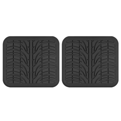 MotorTrend 2-Piece Grand Prix Tire Tread Rear Floor Mats - Heavy Duty, All Weather (15.25" x 14")