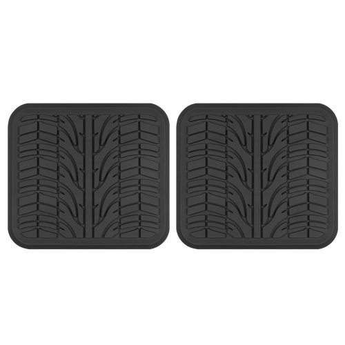 MotorTrend 2-Piece Grand Prix Tire Tread Rear Floor Mats - Heavy Duty, All Weather (15.25" x 14")