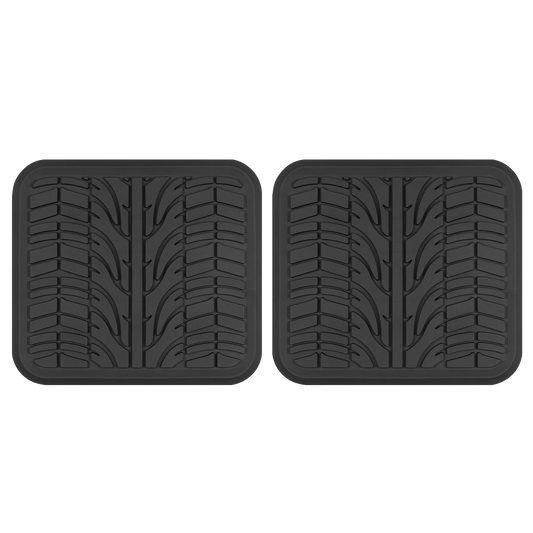 MotorTrend 2-Piece Grand Prix Tire Tread Rear Floor Mats - Heavy Duty, All Weather (15.25" x 14")