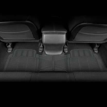 BDK 3-Piece Square Heel Pads Front Floor Mats and Rear Floor Mats - Heavy Duty, All Weather, Trim to Fit