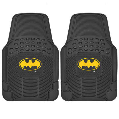 Warner Bros DC Comics 2-Piece 3D Super Hero Logo Front Floor Mats - Heavy Duty, All Weather, Trim to Fit - Classic Batman