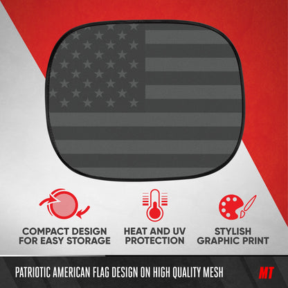 MotorTrend 2-Pack EasyCling American Black US Flag Window Sunshades (18" x 14")