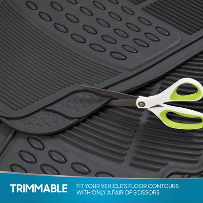 BDK 3-Piece ProLiner Front Floor Mats and Rear Floor Mats - Heavy Duty, All Weather, Trim to Fit
