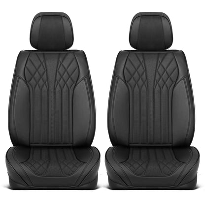 MotorBox Elite Edition Faux Leather & Suede Seat Covers for Cars, Trucks, & SUV - 2 Black Car Seat Covers for Front Seats - Universal Fit Car