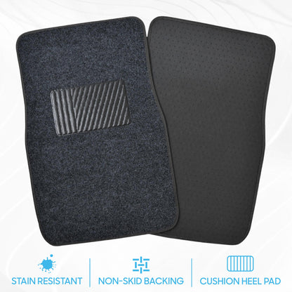 BDK 4-Piece Premium Carpet Non-Slip Heel Pad Front Floor Mats and Rear Floor Mats