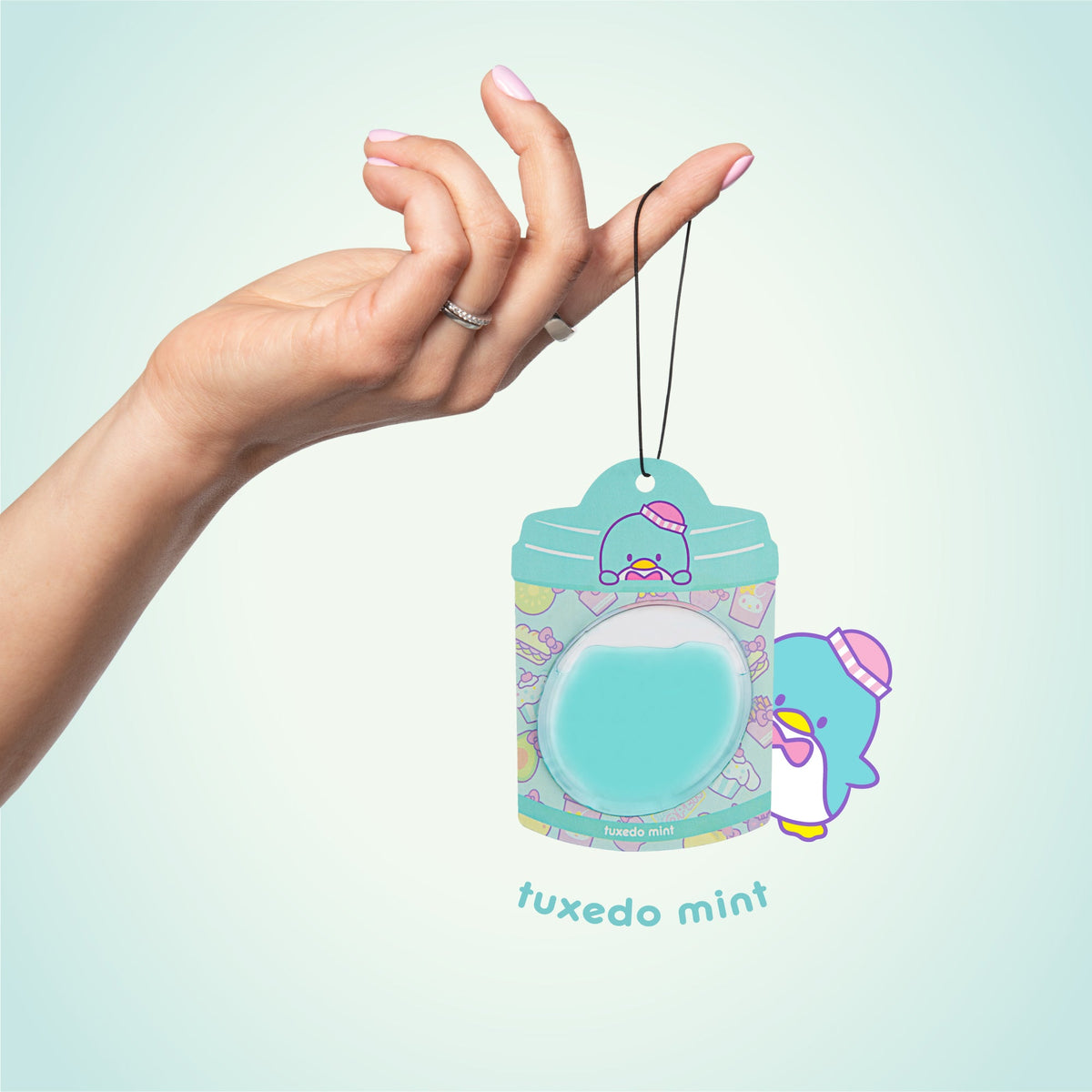 Hello Kitty and Friends Car Air Freshener (Tuxedosam - Tuxedo Mint) Hanging Gel Area Deodorizer, Long-Lasting Car Scents Air Freshener, Cute