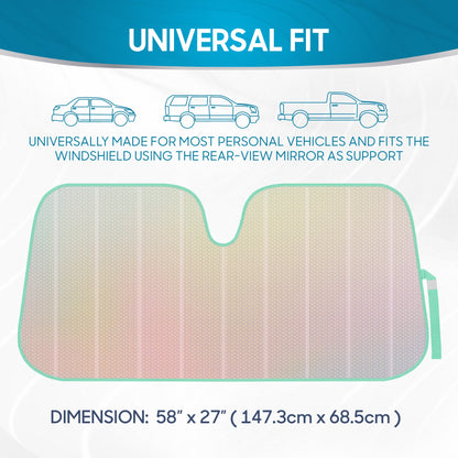 BDK Iridescent Mermaid, Hologram Foil, Chameleon Front Windshield Sun Shade, Double Bubble Accordion Folding Auto Sunshade for Car Truck SUV 58 x