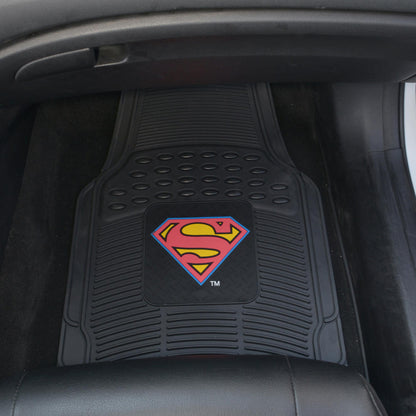 BDK Armored Super Hero Car Floor Mats - Officially Licensed DC Comics - All Weather Heavy Duty Auto Interior Liners for Car Truck Van SUV