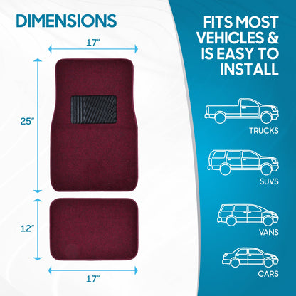 BDK 4-Piece Premium Carpet Non-Slip Heel Pad Front Floor Mats and Rear Floor Mats